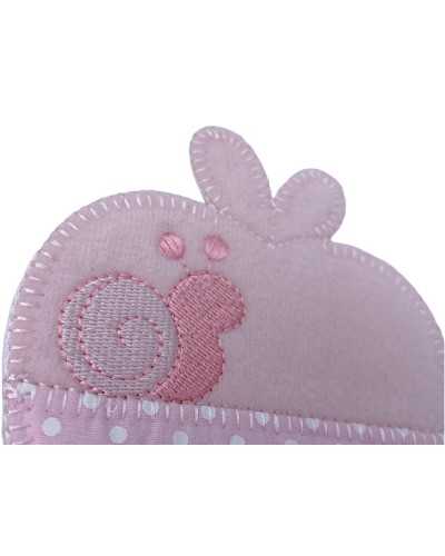Application Ecusson Thermocollant Bébé Brodé Pomme Chenille Escargot Pois 9x9 Cm