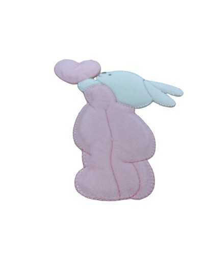 Application Thermocollante Bébé Lapin Velours Coeur 13X14 Cm