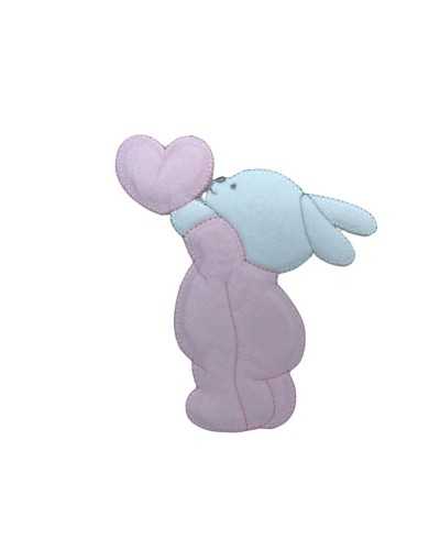 Thermoadhesive Application Baby Rabbit Velvet Heart 13X14 Cm
