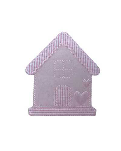 Applikation zum Aufbügeln, Stofflinie, Stickerei, Herz, Babyhaus, 8 x 7 cm