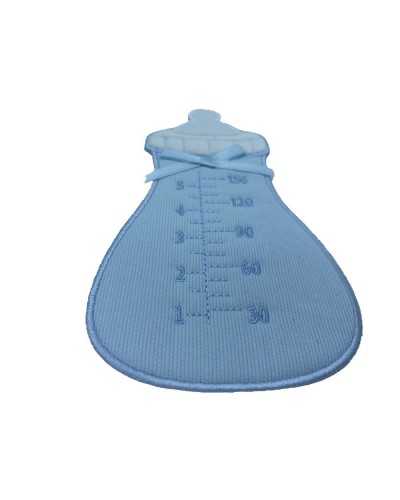 Thermoadhäsive Applikation, Stickstoff, Millerighe-Satin-Schleifenaufnäher, Babyflasche, 17,5 x 9 cm