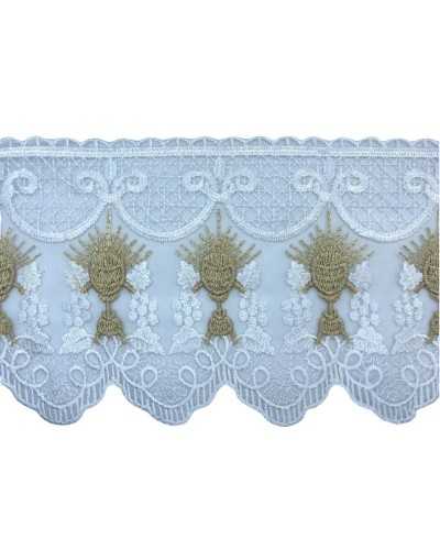 Trimmings Lace Sacred Church White Tulle Gold Embroidery Lurex Chalice Wheat High 14.5 Cm
