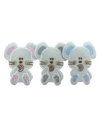 Thermoadhesive Application Embroidery Patch Marbet Baby Velvet Bear Pacifier Gimlet 7x6 Cm