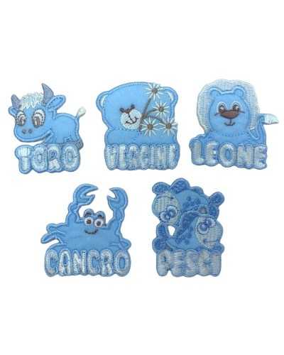 Thermoadhesive Application Patch Celestial Zodiac Sign Child Embroidery Velvet Base 5 Cm High