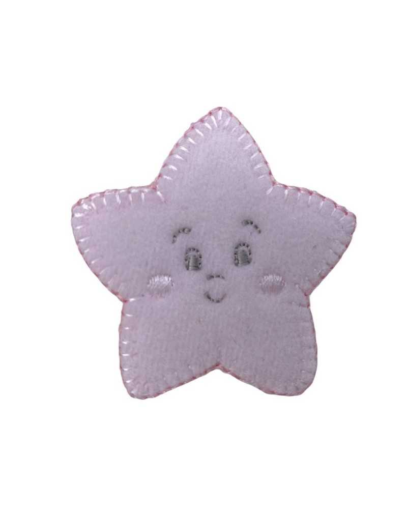 Application Thermoadhésive Patch Velours Broderie Étoile Smiley Haut 55 Mm