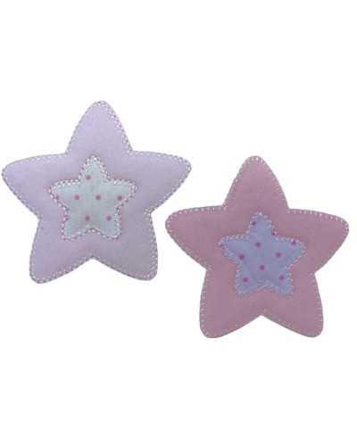 Aplicación Termoadhesivo Parche Bordado Bebé Estrella Lunares Tela Base Blanca 8 Cm