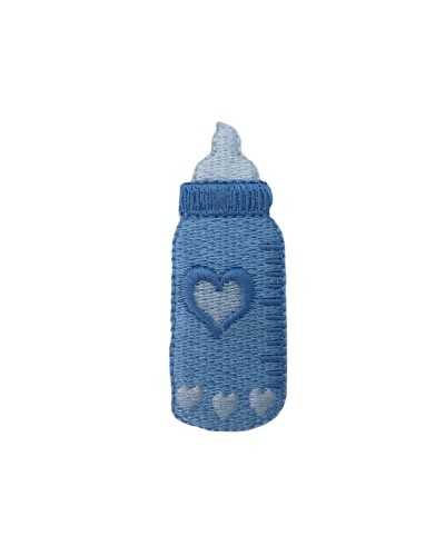 Thermoadhesive Application Baby Bottle White Heart Embroidery 55x20 Mm