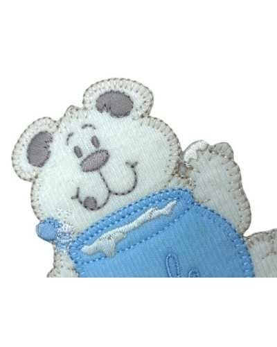 Aplicación Termoadhesiva Terciopelo Parche Bordado Osito Miel Tarro Tela 8 Cm Alto