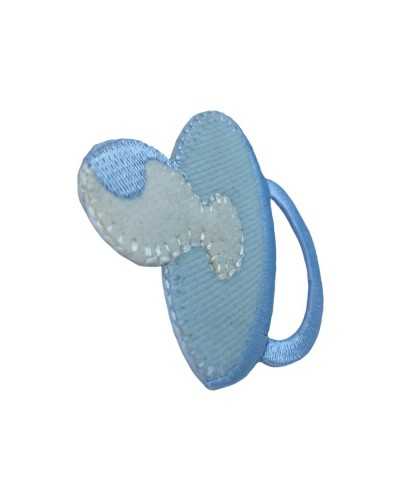 Applicazione Termoadesiva Ricamo Patch Baby Velluto Ciuccio Succhiello 5x6 Cm