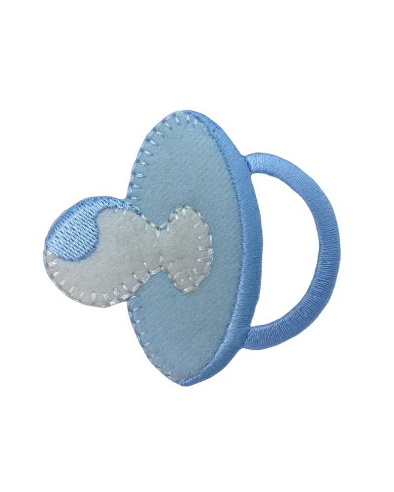 Applicazione Termoadesiva Ricamo Patch Baby Velluto Ciuccio Succhiello 5x6 Cm