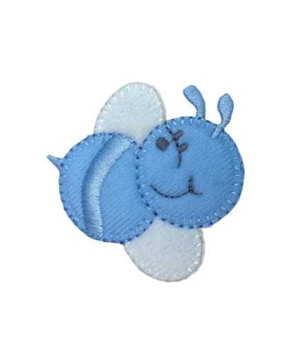Application Thermocollante Patch Velours Broderie Ailes d'Abeille Blanc 5.5x5 Cm