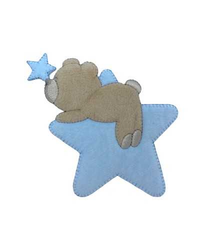 Thermoadhäsive Anwendung Baby Bär Beige Samtstern 11 cm