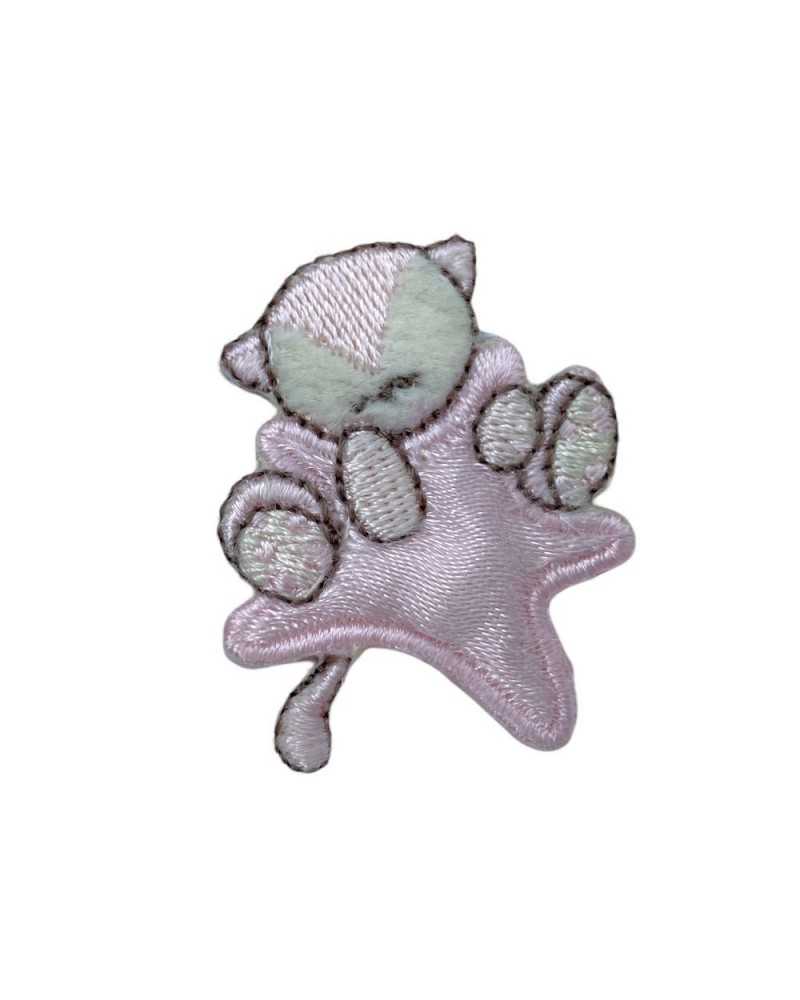 Thermoadhäsive Applikation, Stickerei-Patch, Katze, Samt, Stern, Satin, 7 x 6 cm