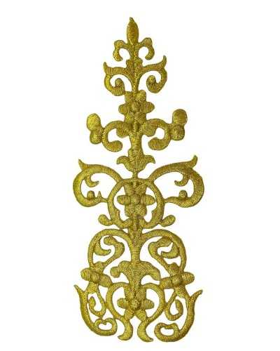 Lurex-Bügelapplikation, heilige Metallfaden-Blumenstickerei, 16 x 6 cm