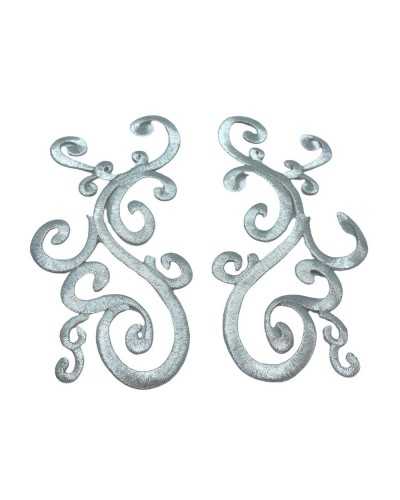 Derecha Izquierda Aplicación Pareja Termoadhesivo Sagrado Lurex Squiggle Bordado 19,5x9 Cm