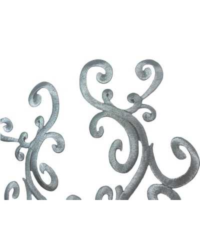 Applicazione Coppia DX SX Termoadesiva Ricamo Ghirigoro Lurex Sacro 19,5x9 Cm