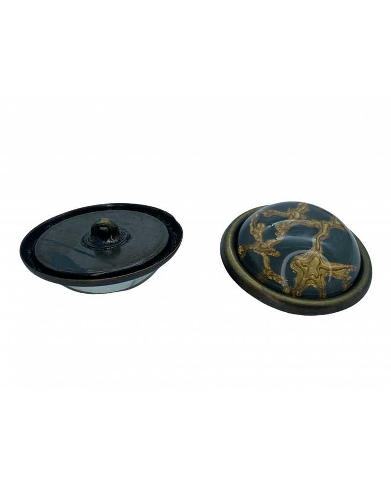 Botón redondo convexo Inserciones de oro Vástago de base de metal bruñido Mis. 23 mm