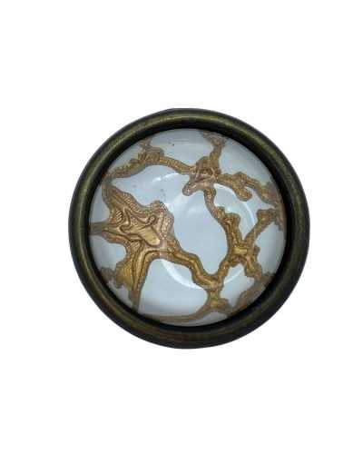 Round Convex Button Gold Inserts Burnished Metal Base Shank 19 mm