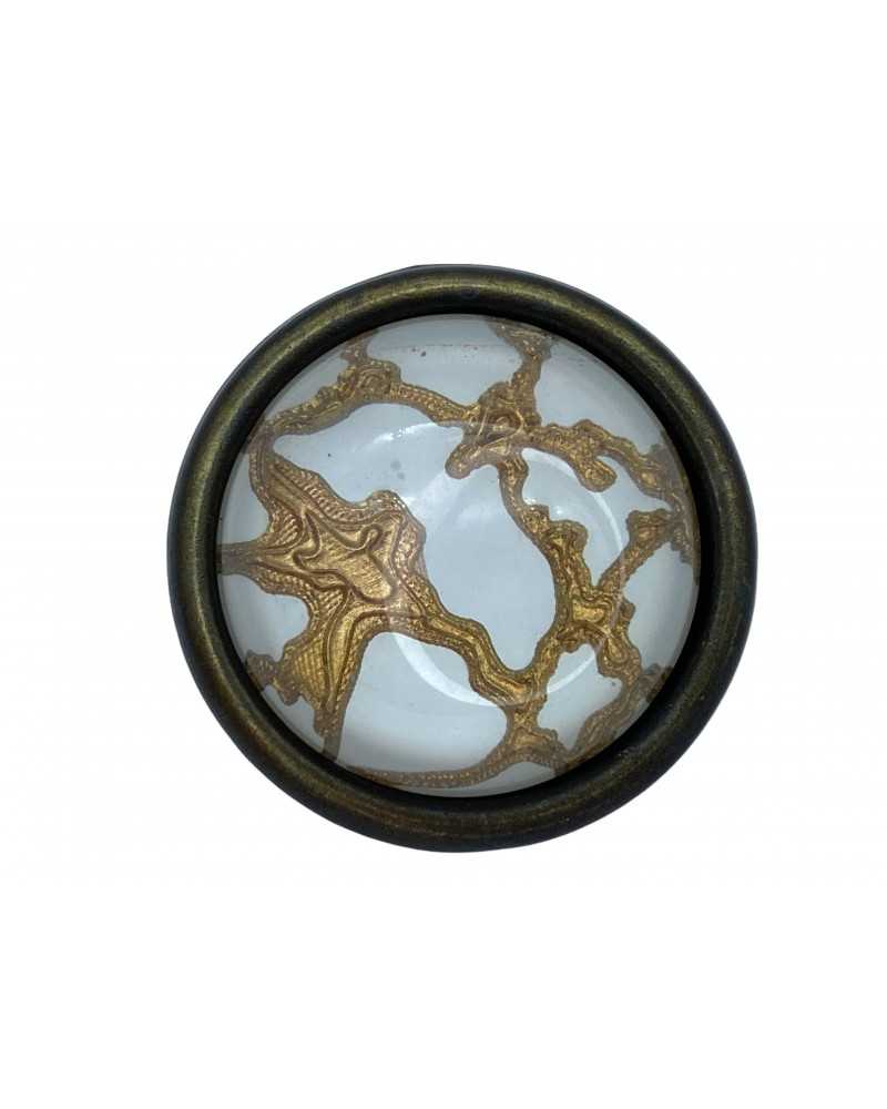 Round Convex Button Gold Inserts Burnished Metal Base Shank 19 mm