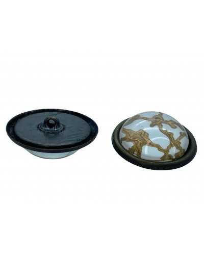 Round Convex Button Gold Inserts Burnished Metal Base Shank 19 mm