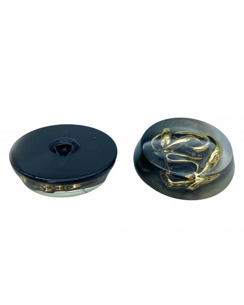 Botón Joya Abombado Abs Resina Transparente Incrustación Oro 2 Cm