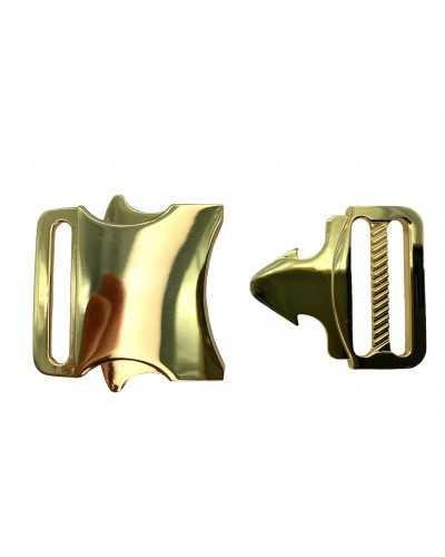 Gancio Fibbia Scatto Metallo Acciaio Lucido Alto 3 Cm