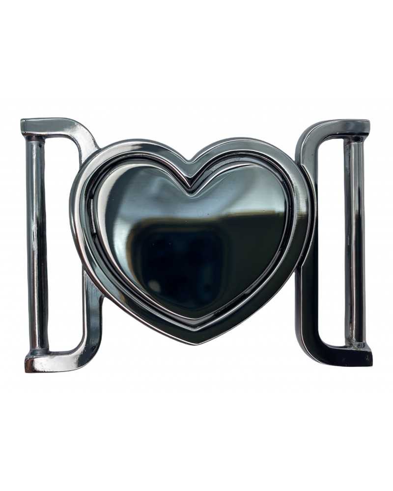 Gancho Enclavamiento Hebilla Corazón Acero Pulido Oscuro 4 Cm Alto
