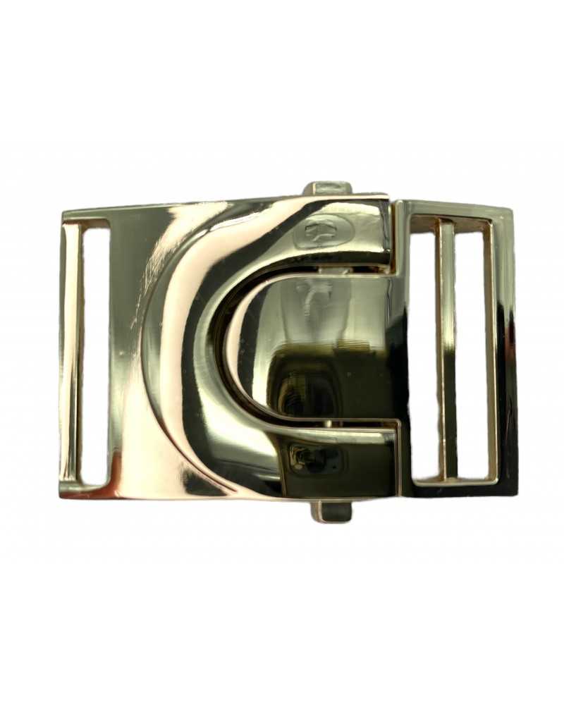 Hakenschnallenöffnung, seitlicher Druckverschluss, Metall, polierter Stahl, 2,5 cm hoch
