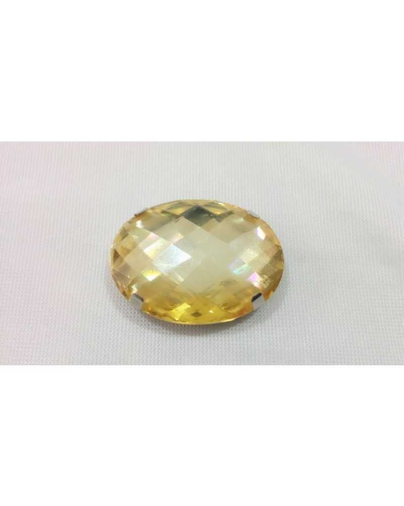Pierres à coudre avec lunette en aluminium ovale facetté résine grand format couleur unie 37x27 mm