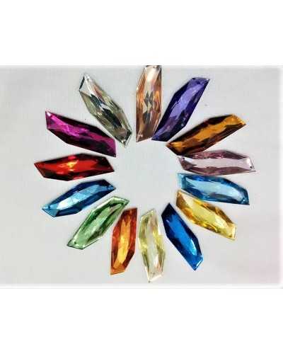 Pierres à coudre à facettes forme polygone irrégulier couleur unie en résine 45x14 mm