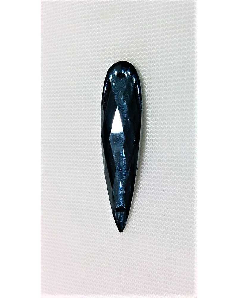 Piedra para coser con agujeros de gota facetados en resina de color liso 35x9 mm