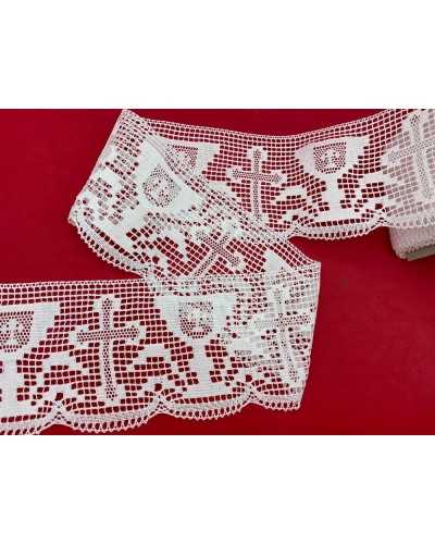 50 Cm Trimmings White Lace Pure Cotton Scalloped Holy Chalice Cross 16.5 Cm High