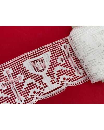 Pasamanería 50 Cm Blanco Encaje Puro Algodón Festoneado Santo Cáliz Cruz 16,5 Cm Alto