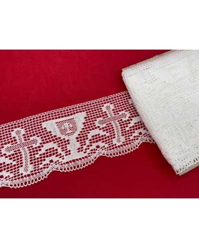 Pasamanería 50 Cm Blanco Puntilla Algodón Puro Filè Festoneado Cáliz Sagrado Cruz 7,5 Cm Alto