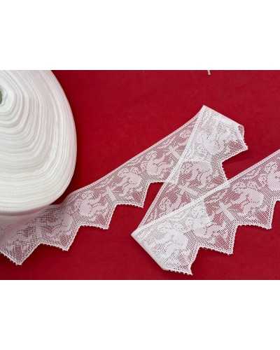Passamaneria Pizzo Sintetico Tulle Merletto Sacro Croce Angeli Punta Triangolo Alto 7,5 Cm