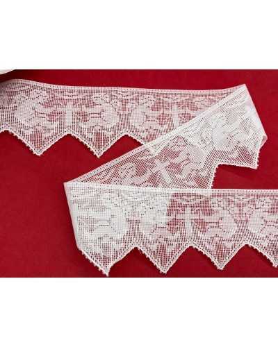 Passamaneria Pizzo Sintetico Tulle Merletto Sacro Croce Angeli Punta Triangolo Alto 7,5 Cm