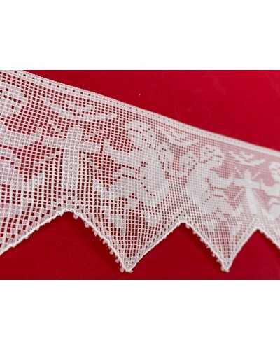 Passamaneria Pizzo Sintetico Tulle Merletto Sacro Croce Angeli Punta Triangolo Alto 7,5 Cm