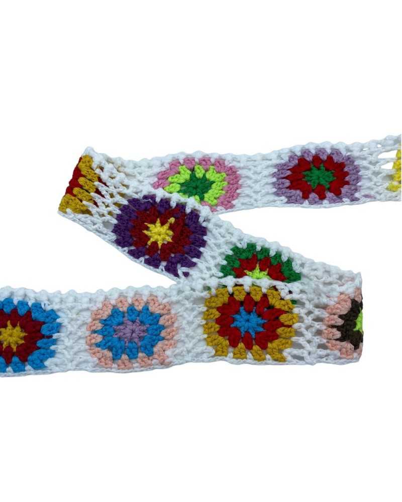 50 Cm Passementerie Crochet Bordure Coton Cloison 6 Carreaux Multicolores 6 Cm De Haut