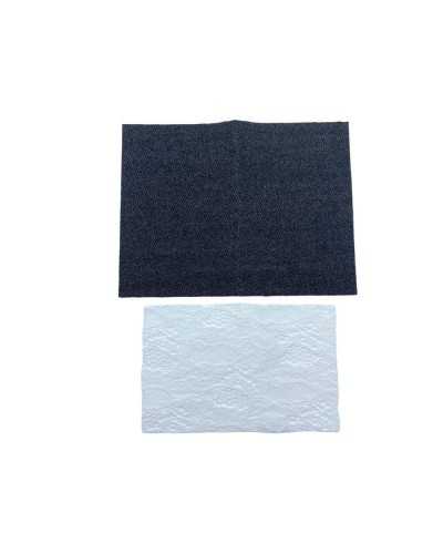 Schwarze Jeans-Riemendichtung + thermoklebende Spitze, cm 15 x 20