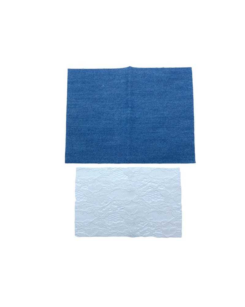 Washed Blue Jeans Tether Sealer + Thermoadhesive Lace Cm 15x20