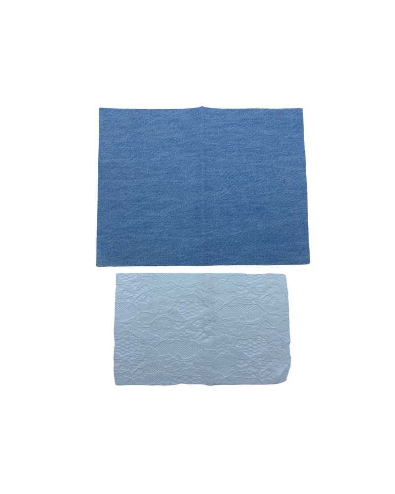Saldastrappi Jeans Celeste Slavato + Pizzo Termoadesivo Cm 15x20