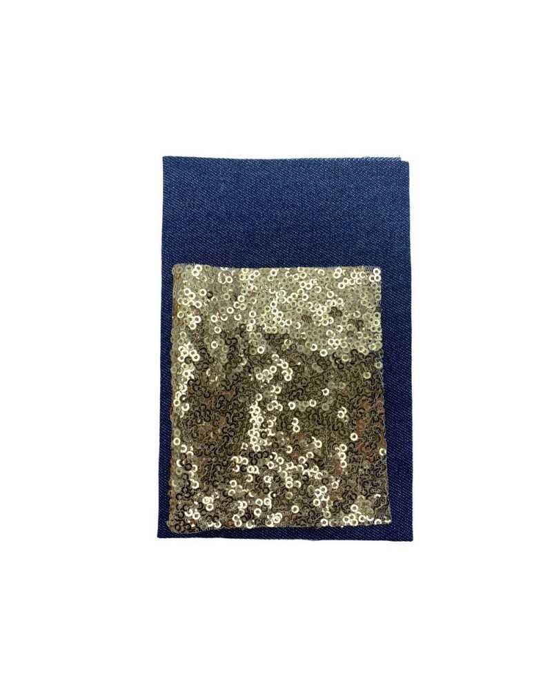 Saldastrappi Jeans Blu + Paillettes Termoadesivo Cm 15x20