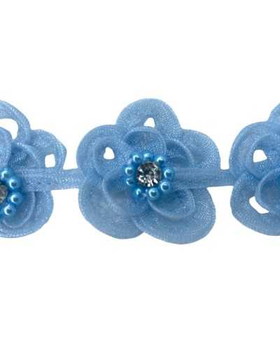 50 cm Passementerie Fleurs 17 Pièces Tissu Organza Strass Perle Ruban 2,5 Cm De Haut