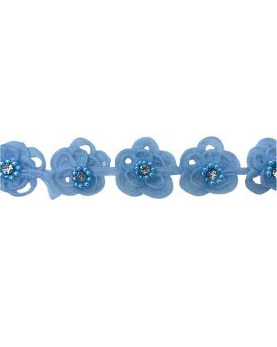 50 cm Passementerie Fleurs 17 Pièces Tissu Organza Strass Perle Ruban 2,5 Cm De Haut