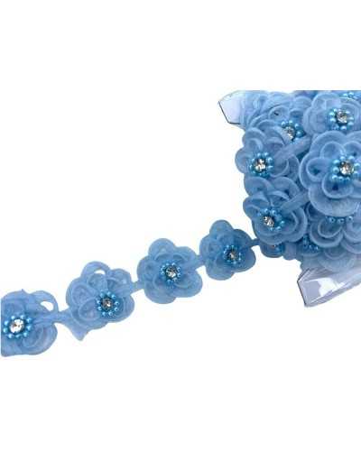 50 cm Passementerie Fleurs 17 Pièces Tissu Organza Strass Perle Ruban 2,5 Cm De Haut