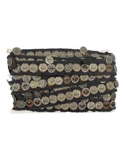 50 Cm Passementerie Bordure Marron Broderie Goujon Médaille De Bronze 3,5 Cm De Haut