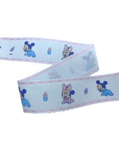 Cinta Borde Aida Mickey Mouse Bordado Punto De Cruz 55 Agujeros 5 Cm Alto