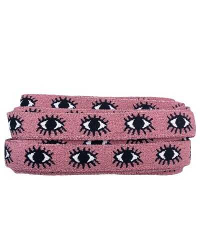 50 Cm Pasamanería Elástica Lurex Ojo Negro 3 Cm Alto