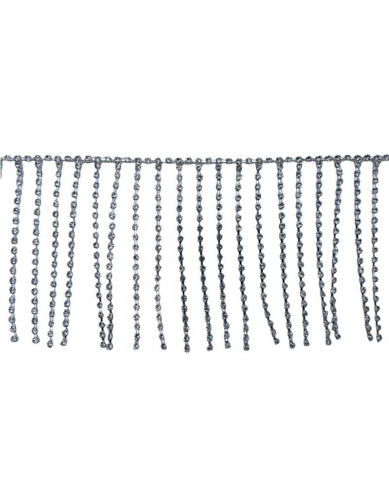 10 cm Verzierungen Juwel Strass Silber Fransen Metallanhänger 8 cm hoch