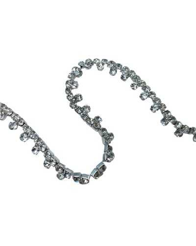 10 Cm Passamaneria Copripunto Moda Gioiello Moda Strass Argento Base Metallo Alto 1 Cm